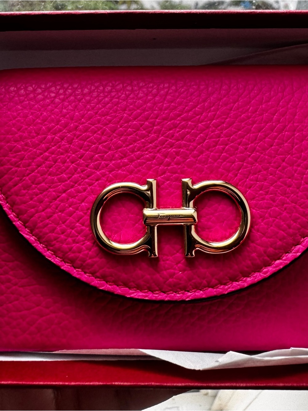 Salvatore Ferragamo Pink Leather Gancini Card Holder